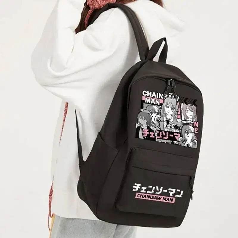 

Anime Game Black White Chainsaw Man Student Teens School Bags Large Capacity Mochilas Backpacks For