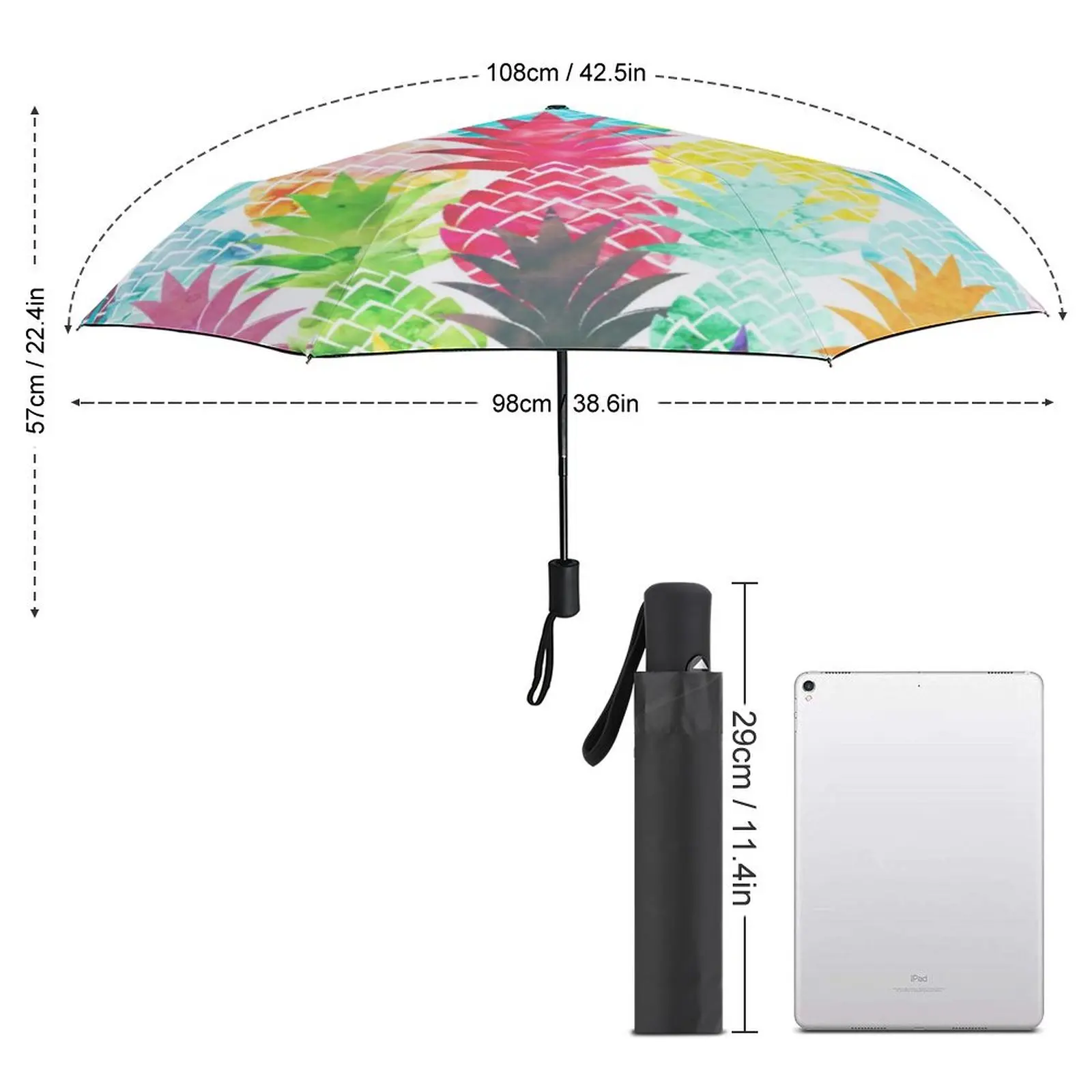 Hawaiian Pineapple Umbrella Tropical Fruit Print Stylish Lightweight Umbrella Print Fishing Protection Auto Umbrella