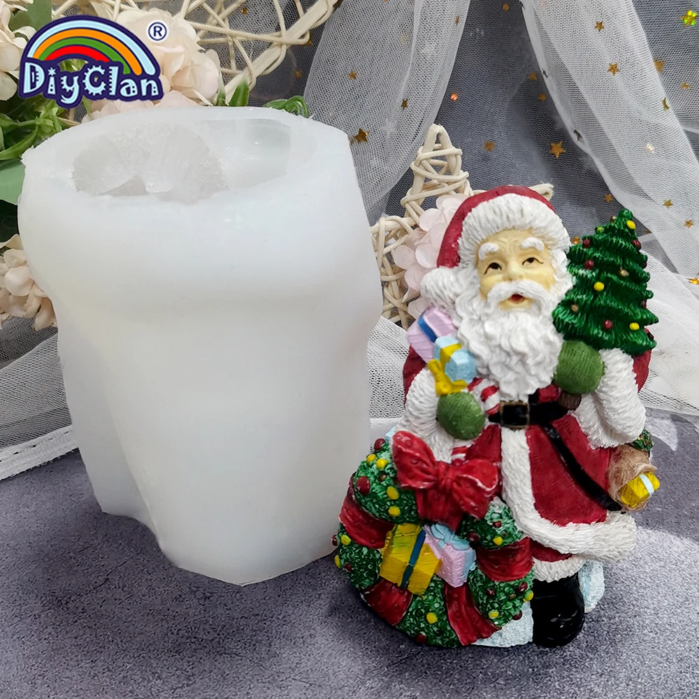 Papai noel silicone vela molde diy vela aromaterapia concreto gesso resina forma artesanato ferramentas para decoração de casa natal