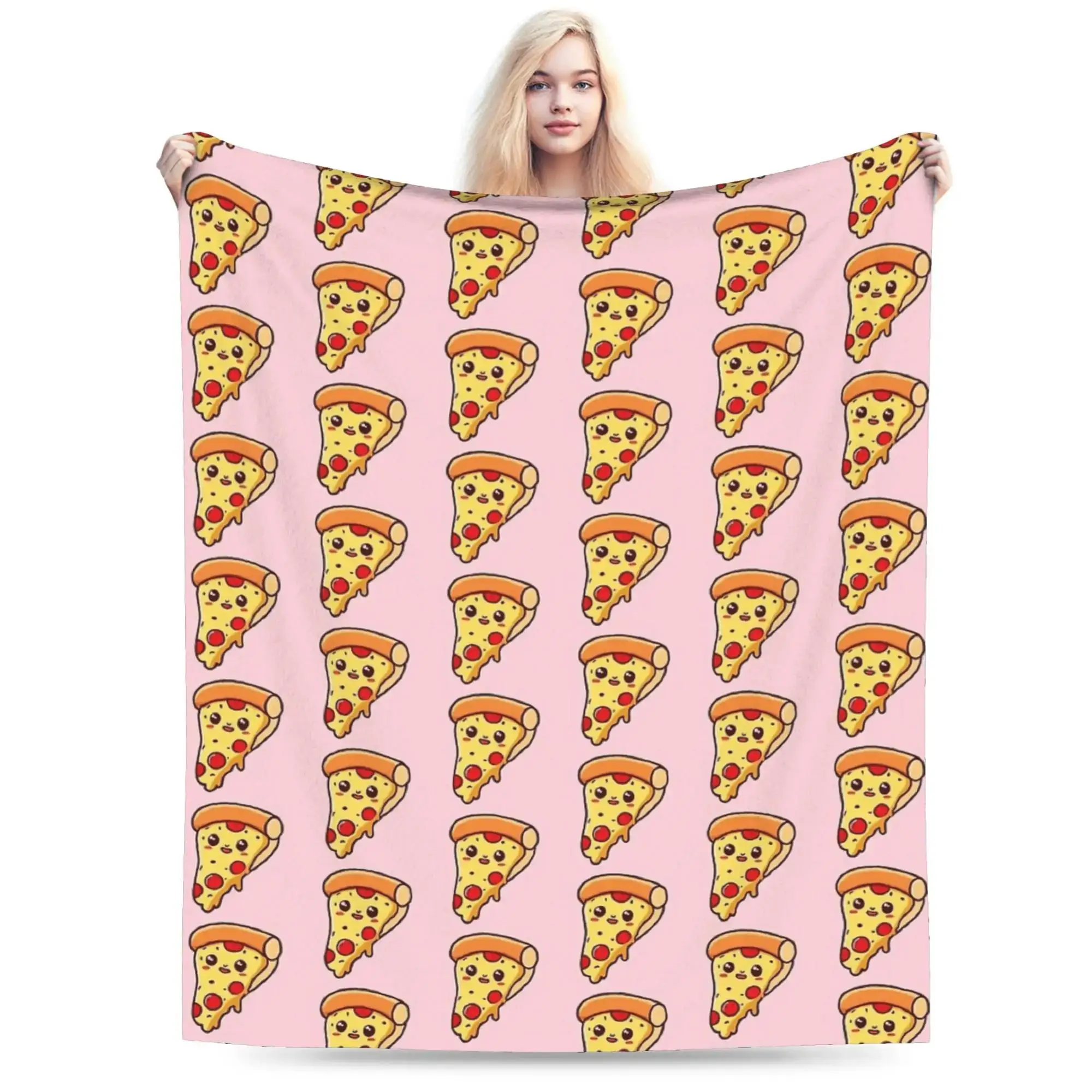 

Плюшевый плед с розовым принтом «Пицца» для детей, мягкий фланелевый плед-покрывало для дивана, кровати или гостиной