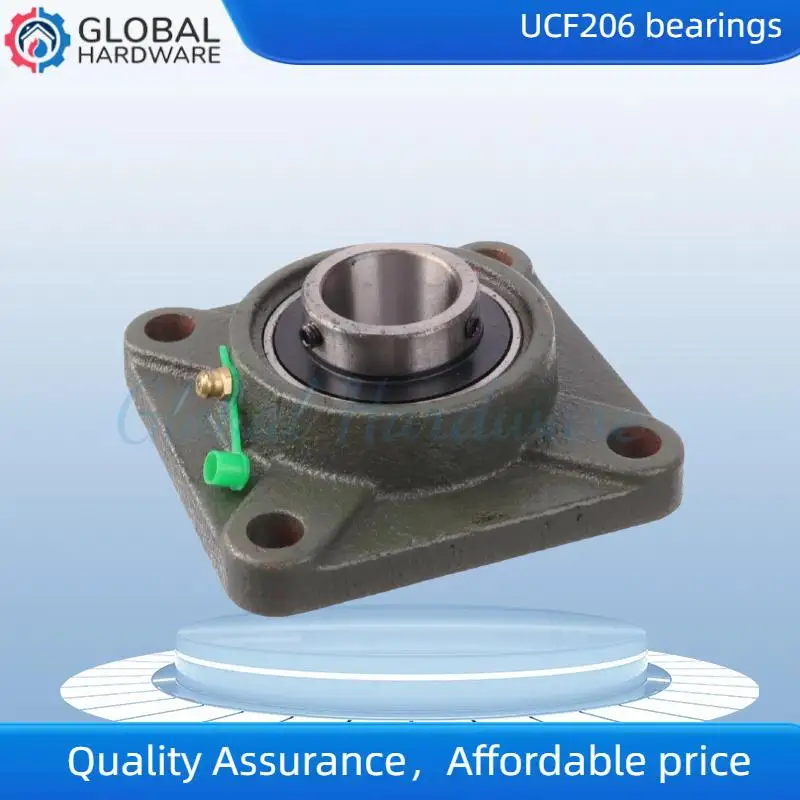 ตลับลูกปืน UCF206 ขนาด 29 มม. แบบ 4 รูยึด พร้อมหน้าแปลนสี่เหลี่ยมและปะเก็น