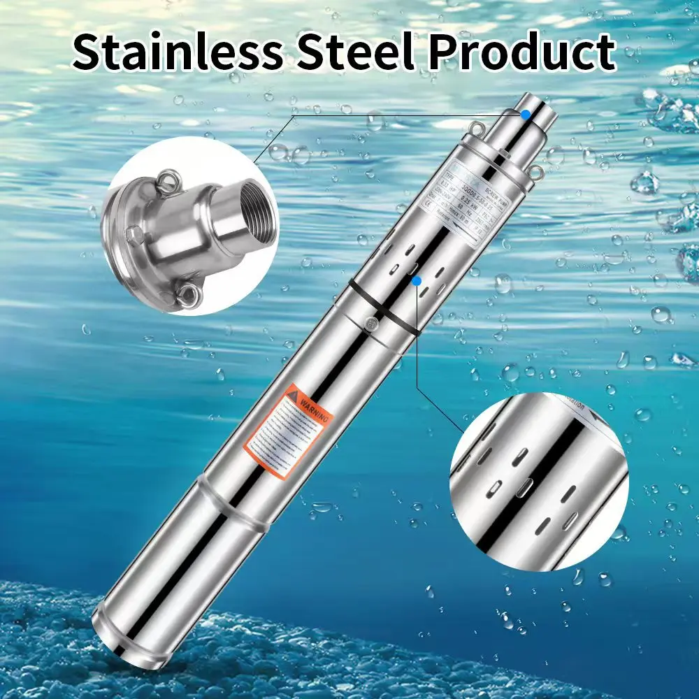 220V Submersible Deep Well Pump Screw Pump Sand Compatible Stainless Steel Garden Farm Pump For Supplying Water