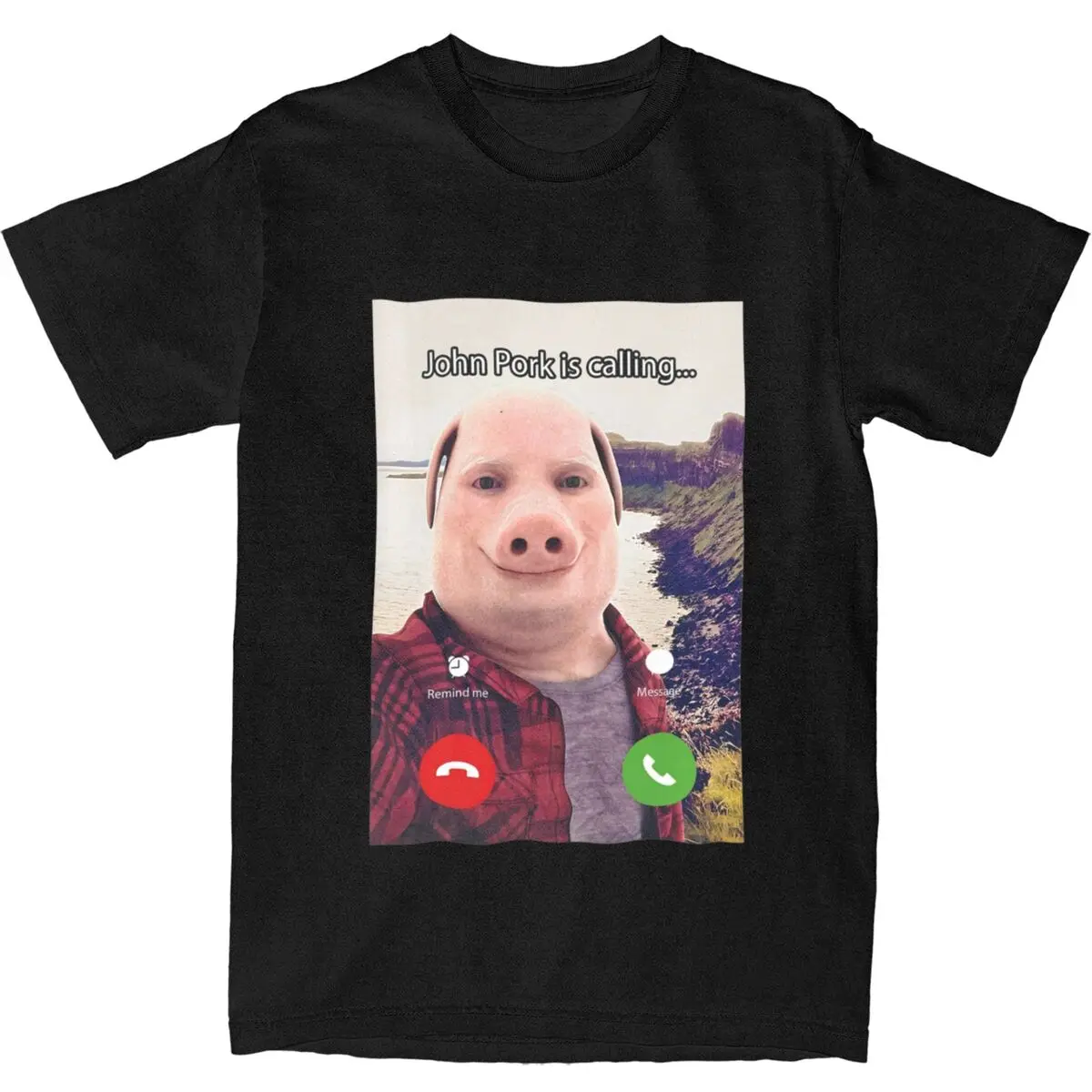 

John Pork Is Calling Answer Call Phone T-Shirt Humor Funny Pig Lover T Shirts Short Sleeves Y2K Tshirt Cotton Crew Neck Clothes