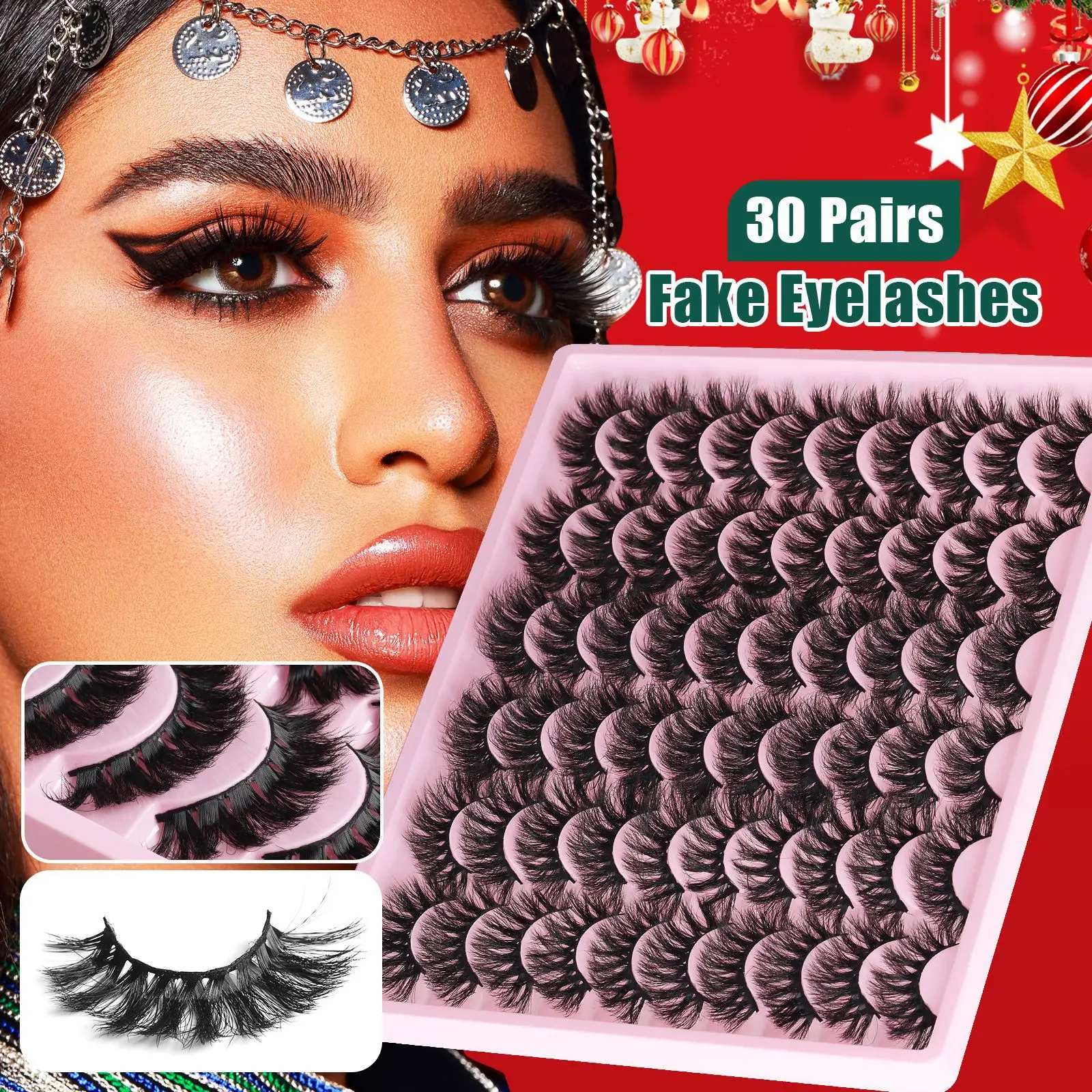 Faux cils de vison en œil de chat, 6 styles mélangés, réutilisables, naturels, moelleux, bouclés, spectaculaires, extension, outil de maquillage, 30 paires