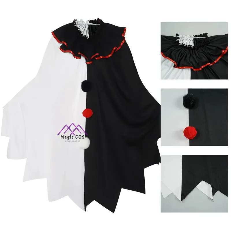 Disfraz de payaso Cosplay 2024, fiesta de terror de Halloween, listo para fotos, mascarada Unisex, capa de Joker, bata de circo de Carnaval, recién llegado g58