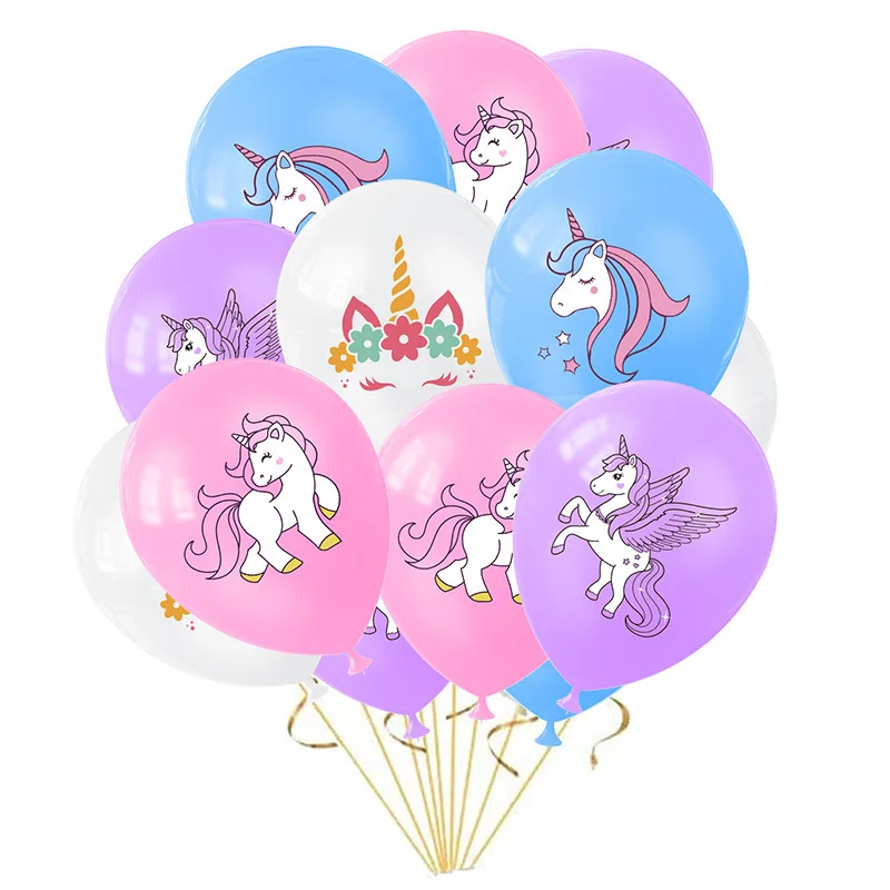 10 szt. Balony jednorożca dziewczęce Balon na 1 urodziny balonik urodzinowy dla dzieci motyw tęczowa opaska jednorożec Balon Baby Shower Globa
