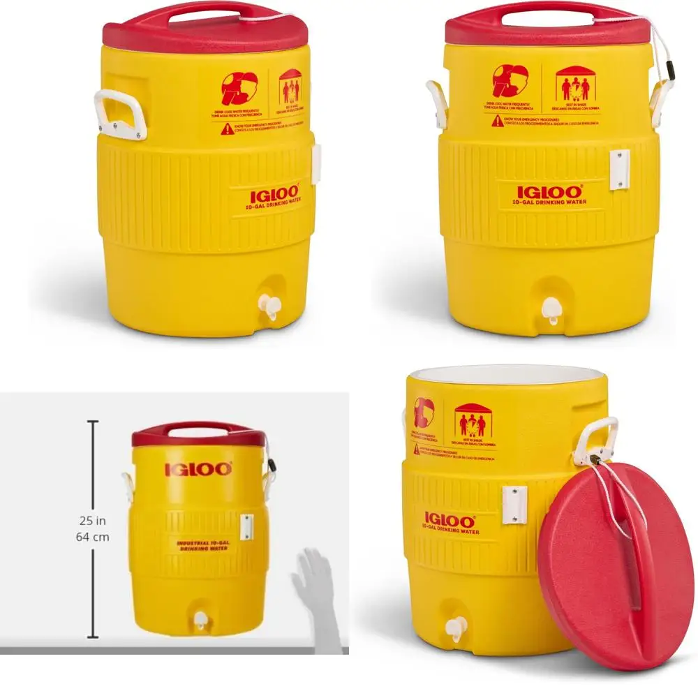 

10 Gallon Red and Yellow Coolers, 400 Series, Premium Quality, Ideal for Outdoor Adventures and Family Trips