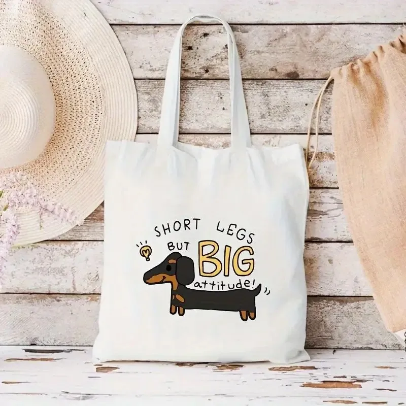 Cute Dachshund Funny Handbags Shoulder Bags Casual Shopping Girls Handbag Women Elegant Canvas Tote  Bag