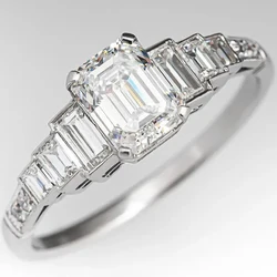 Huitan Fashion Square Cubic Zirconia Crystal Rings for Women Simple Design Wedding Engagement Bands Accessories Luxury Jewelry