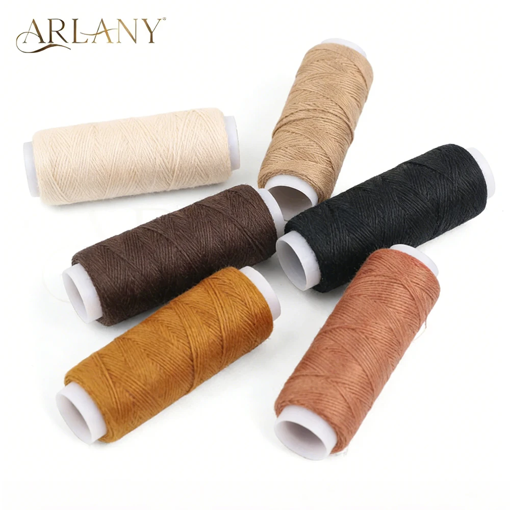 

ARLANY 6 рулонов ниток для наращивания волос, 130 метров/рулон, швейная нить для изготовления трессов, париков, ручного шитья и наращивания волос.