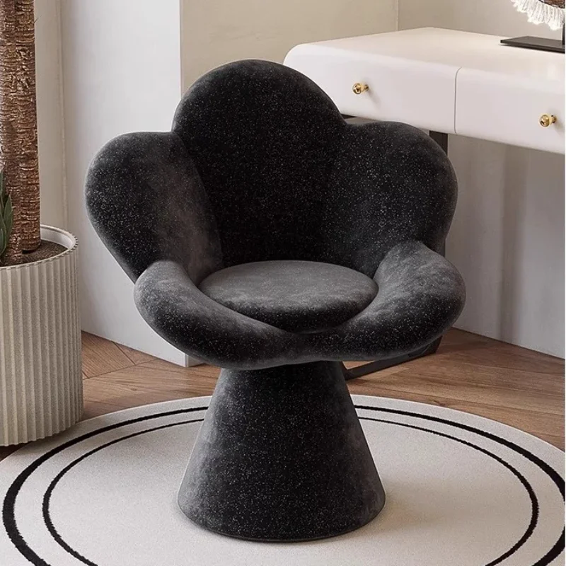 Creative Petals Vanity Stool Creamy Makeup Chair for Girl Modern Nail Salon Seat with Backrest Girly Aesthetic Bedroom Furniture