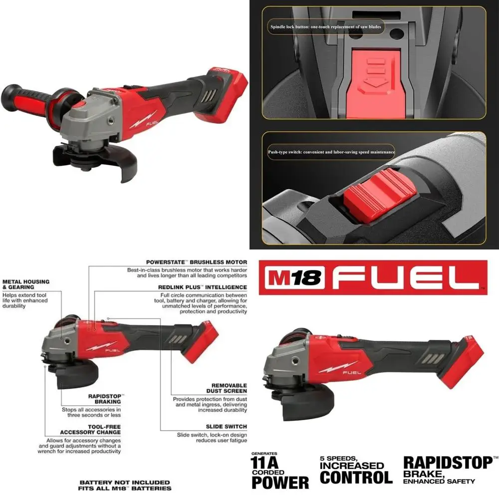 

Угловая шлифовальная машина с регулируемой скоростью от 4-1/2 до 5 дюймов и ползунковым переключателем для профессионального использования — голый инструмент, подходит для тяжелых условий эксплуатации A