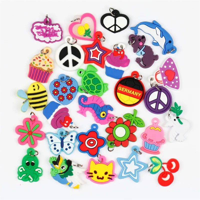 100Pcs DIY Colorful Handmade Rainbow Loom Soft Pendant Rubber Band Bracelet Jewelry Accessories Making Toys for Girl Mixed Color