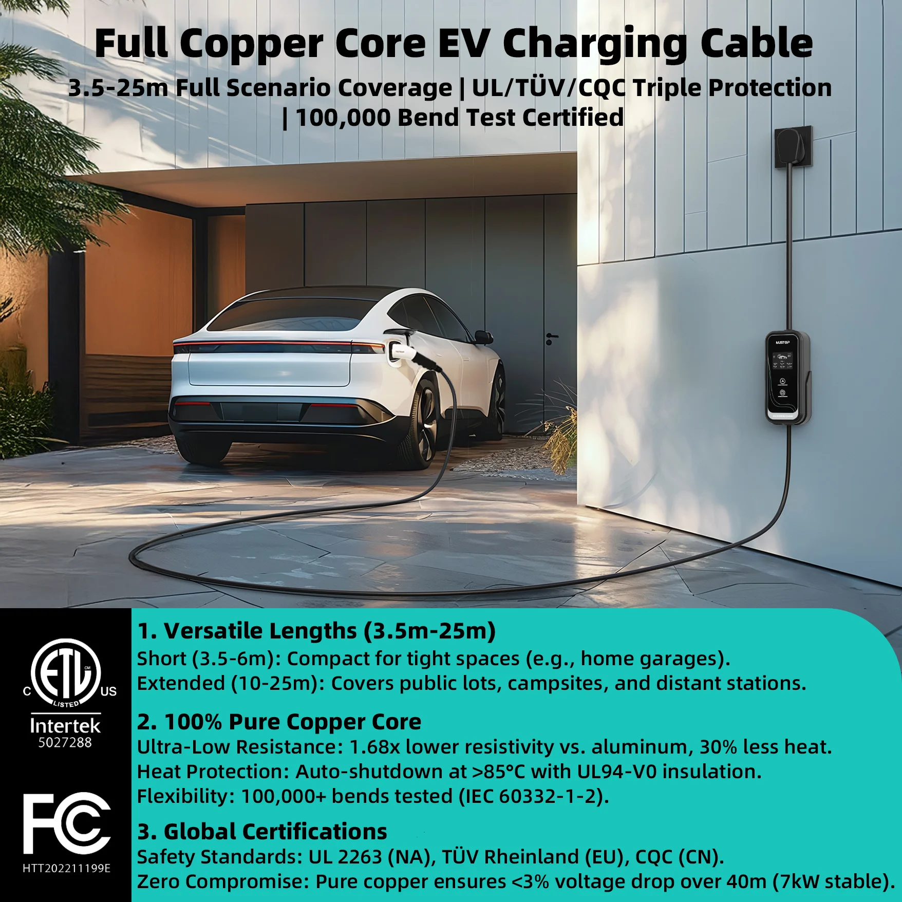 MUSTOP 16A 3.5KW EV ポータブル充電器 Type1 Type2 GBT EVSE 25ft 5m 10m j1772 車のウォールボックス充電ステーション電気自動車用
