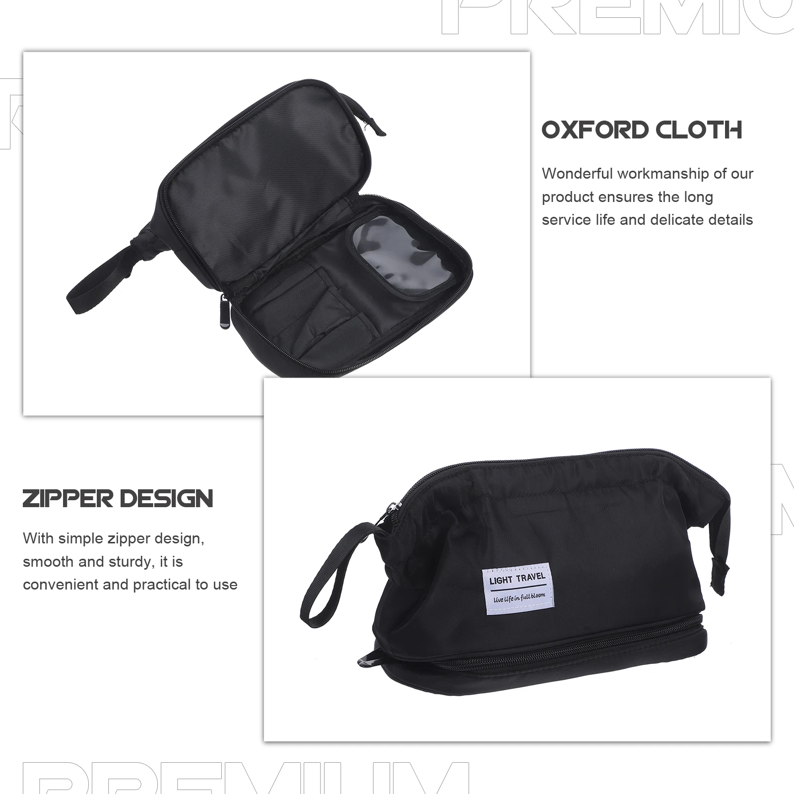 

Waterproof Makeup Storage Double Layer Large Capacity Travel Toiletries Pouch Thickened Zipper Bag For Women Handheld