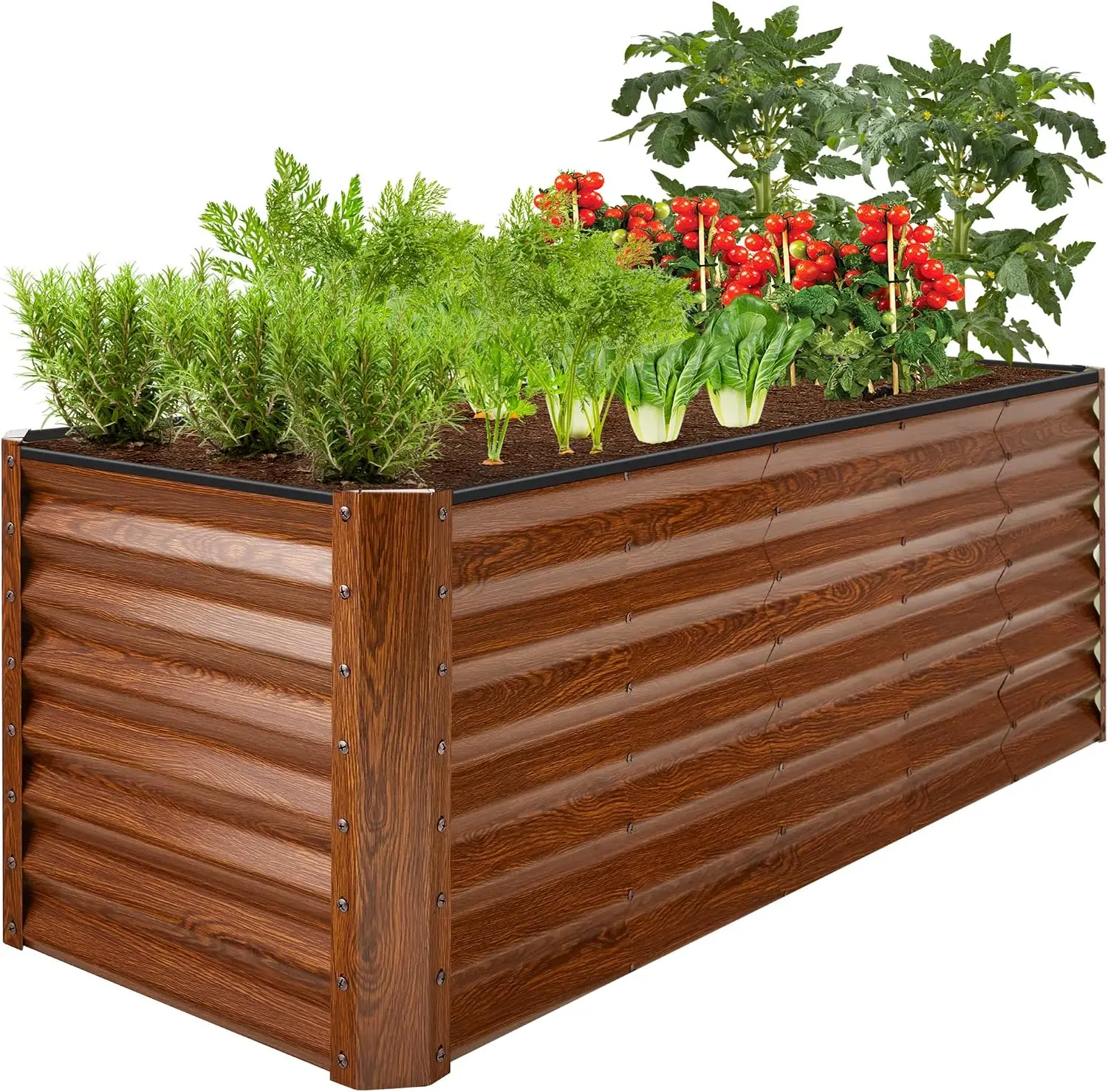 Open Bottom Steel Raised Garden Bed Planter Box Outdoor Backyard Vegetables Herbs Flowers
