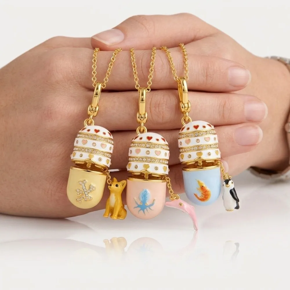 New Fashion Animal Opening Pendant Necklace Russian Easter Egg Opening and Closing Necklace for Women Necklace Accessory Gifts