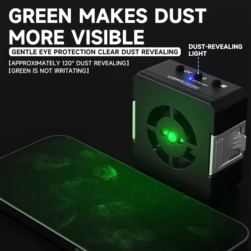 LUOWEI CF01 UV Curing Cooling Fan with Dust Detection Light for Phone Repair, Solder Resin Curing & Fume Extraction Tool