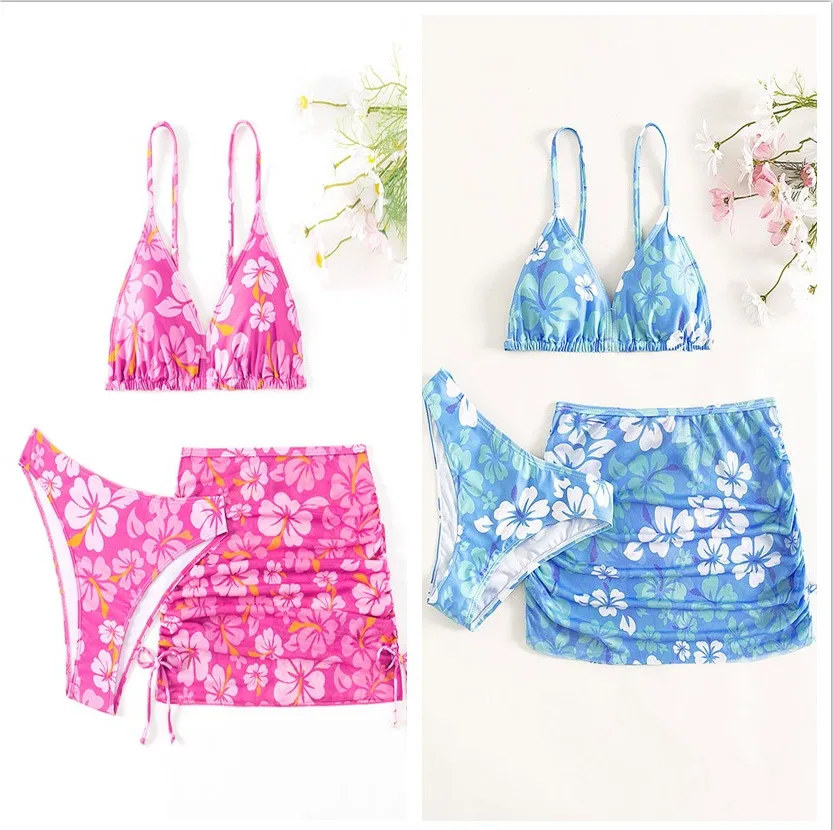 8-16years Girl Swimsuit Child Fashion Printed three Pieces Swimsuit Swimming Suit Monokini Beach Bathing Suit