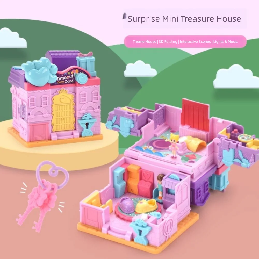 Simulação criativa jogar casa brinquedos 3d casas de boneca expansíveis com móveis com iluminação e música interativa