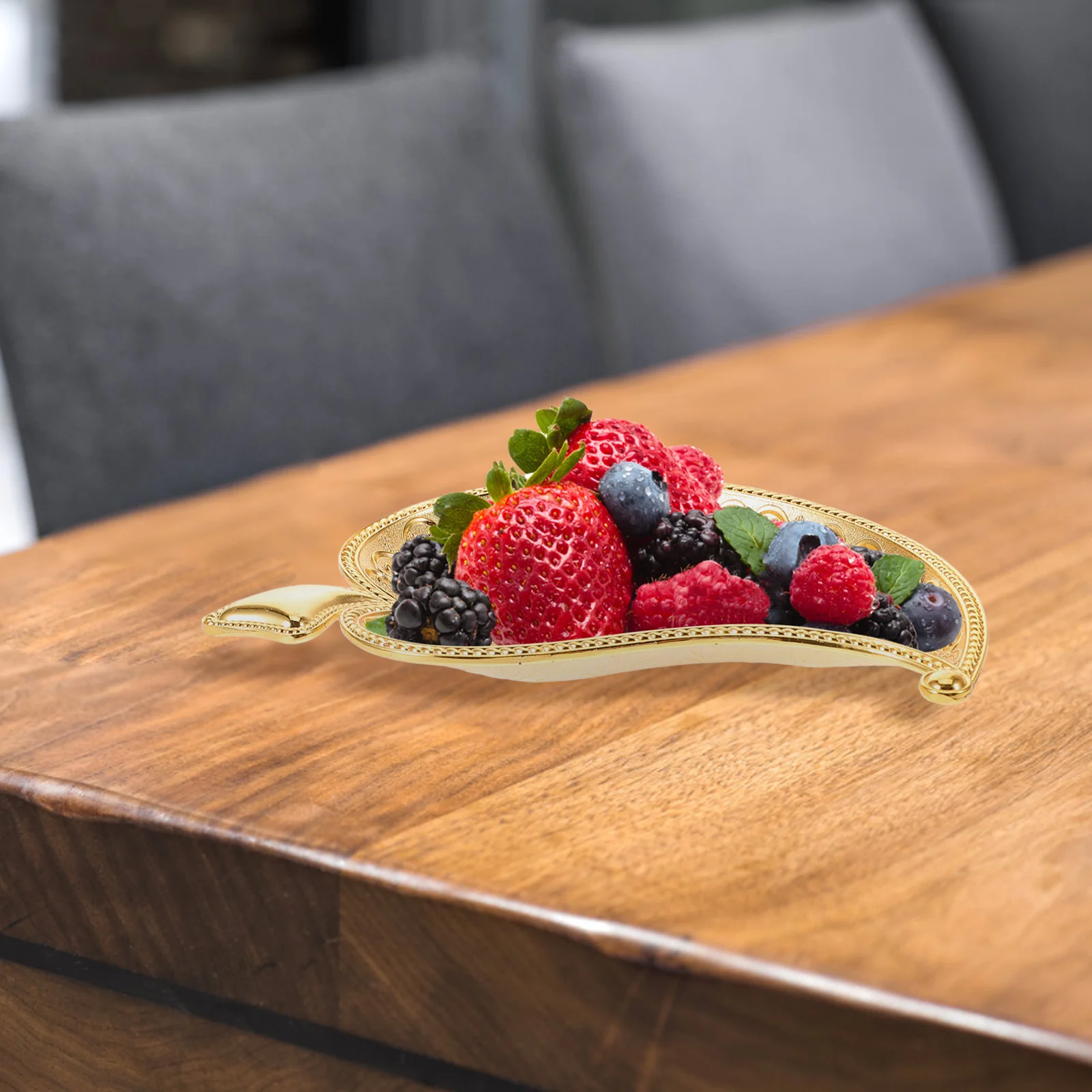 تاج تنقش صينية الوجبات الخفيفة سبائك الزنك الزخرفية الفاكهة تخدم طبق خمر نمط الحلوى تخزين لوحة صينية للفاكهة #3