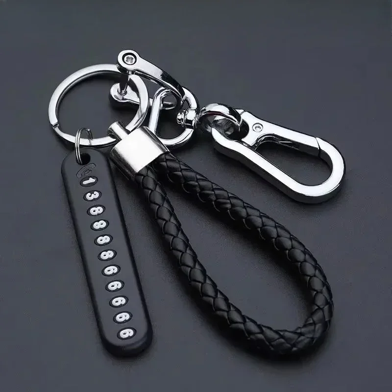 Anti-Lost Car Key Pendant Split Rings Keyring Auto Vehicle Lobster Keychain Phone Number Card Clasp Key Chain Car Accessories