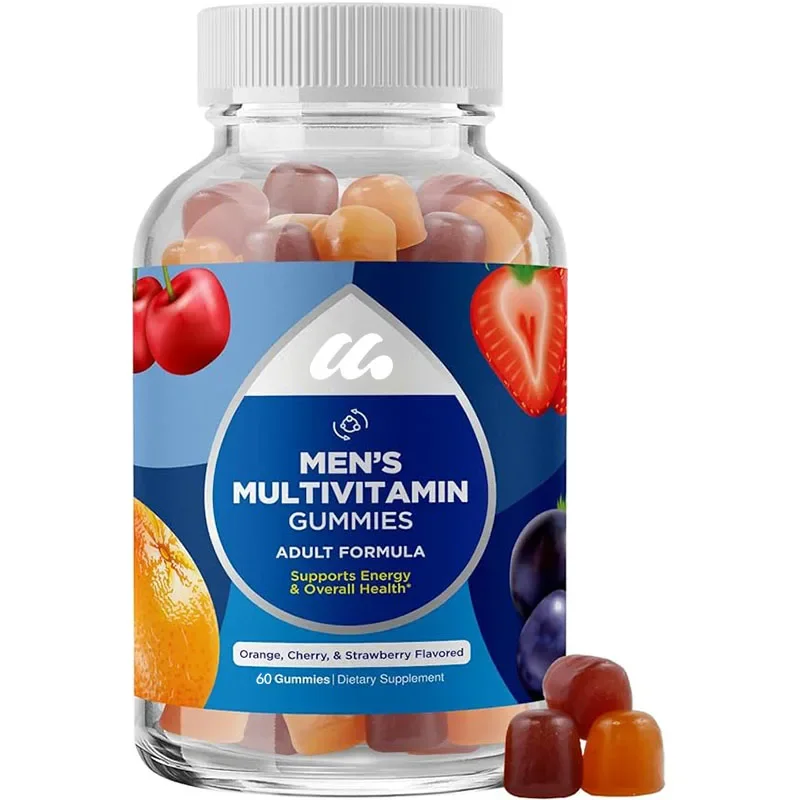 Men's natural multivitamin zinc gummies - containing vitamins D, C, A, and biotin - B6 and B12