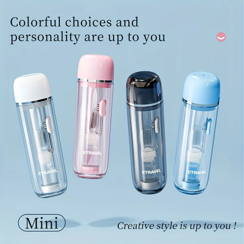 Travel toiletry cup set, includes 1 toiletry cup, 1 foldable toothbrush, can store toothpaste, travel and vacation supplies