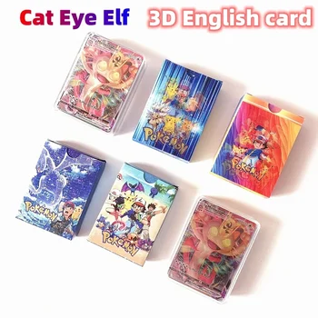 Pokemon 3D Shining Cat Eye Elf Card inglese Vmax Gx Pikachu Trading Game Collection Battle Anniversary Card regalo di natale