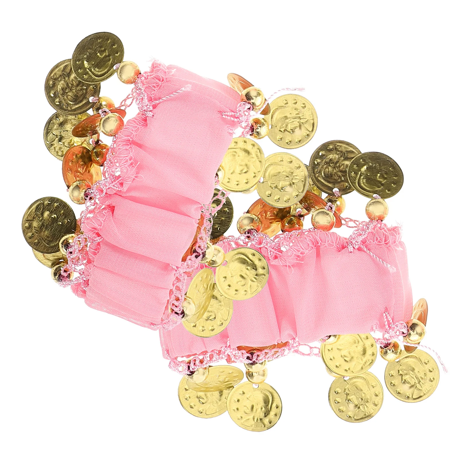 Bracelet de danse du ventre, 2 pièces, manchettes de poignet, pièces de monnaie, brassards en mousseline de soie, bijoux de Costume, accessoires d'halloween et de noël