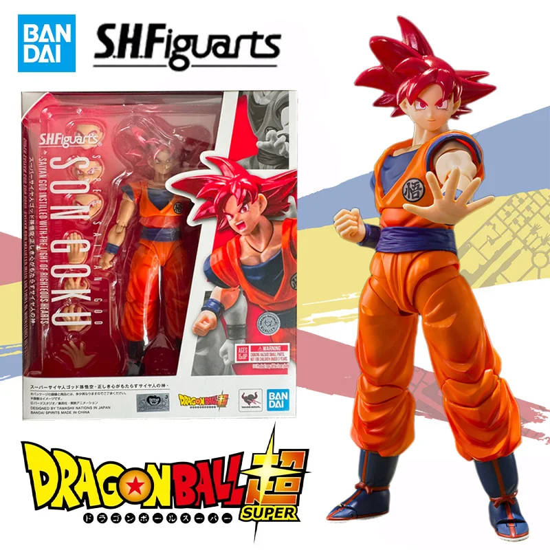 

Bandai S.H.Figuarts Dragon Ball Super Saiyan God SON GOKU The Right Heart Anime Action Figure Finished Model Toy Gift for Kids