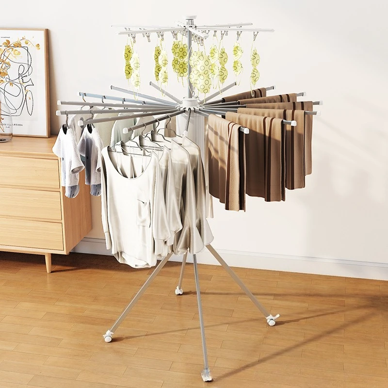 

Space-Saving Folding Clothes Drying Rack, Floor-to-Ceiling Multifunctional Drying Rod for Balcony & Indoor Household