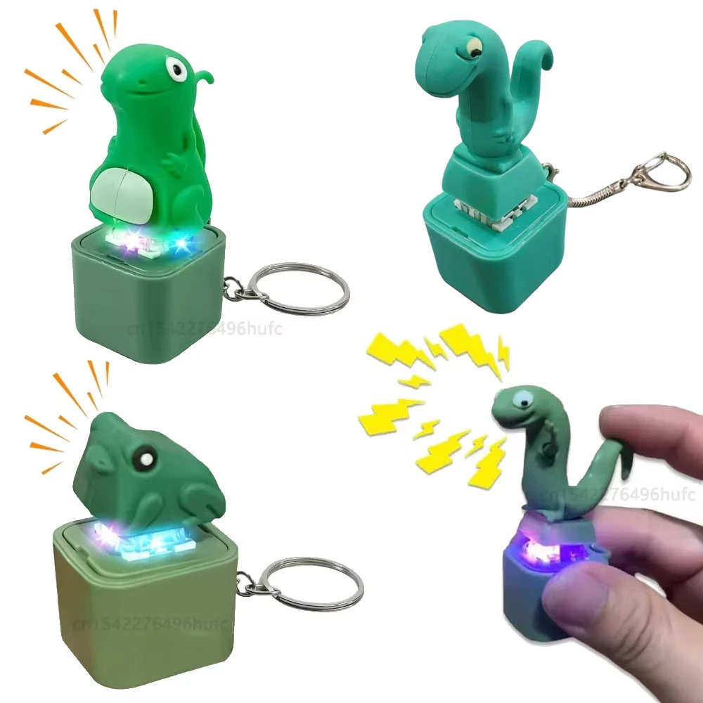 Divertido llavero de rana corazón, juguete de lagarto recargable, botón Clicker, teclado Fidget con luz LED para aliviar el estrés, juguete sensorial