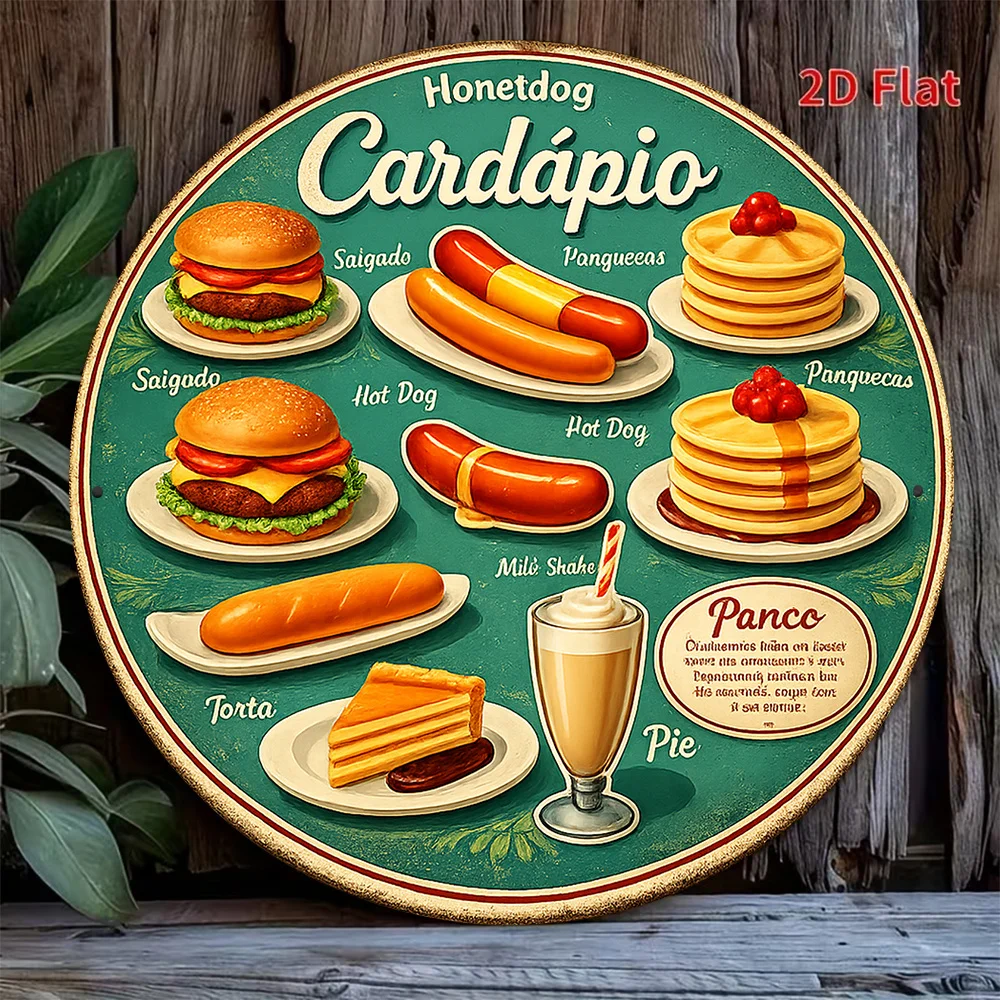 Retro Food Menu Tin Sign 8x8in Vintage Burger Diner Decor Cafe Kitchen Wall Art