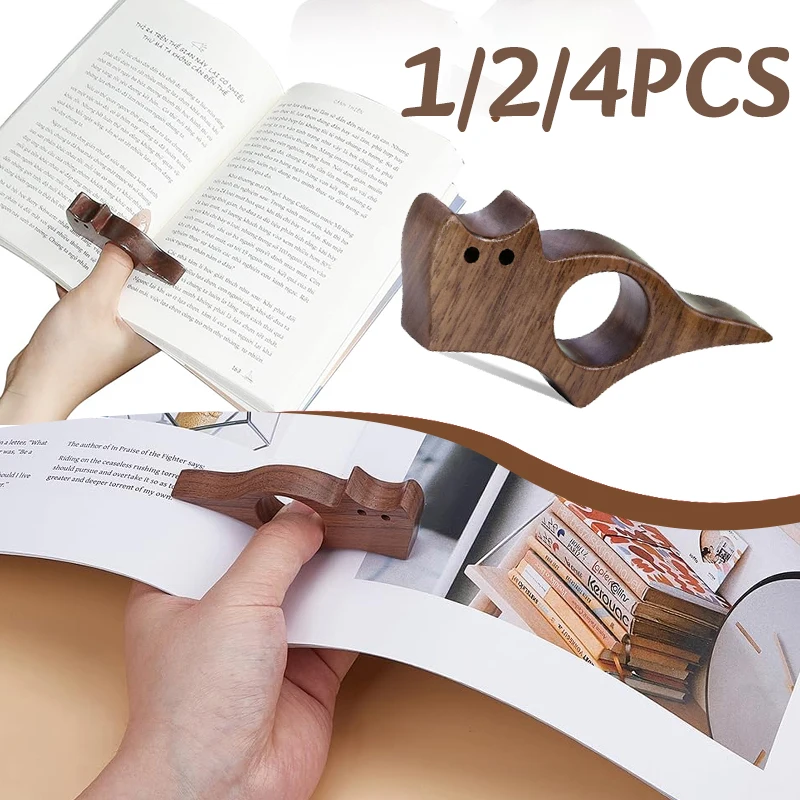 1-4 قطعة خشبية الحيوانات الأليفة القط القراءة المرجعية يد واحدة القراءة الإبهام كتاب دعم كتاب صفحة حامل المتحمسين القراءة بسرعة أدوات المساعدة