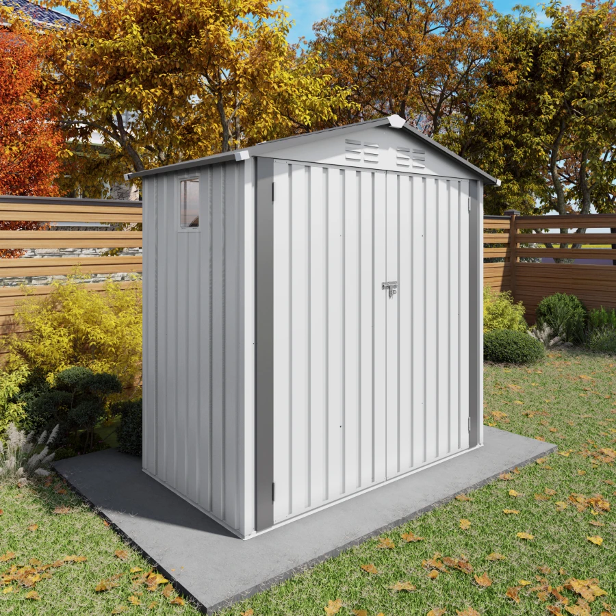 6X3.6FT Metal Storage Shed, Tool Shed with Peaked Roof Waterproof with Clear Window and Lockable Door Compact Tool Shed for Gar