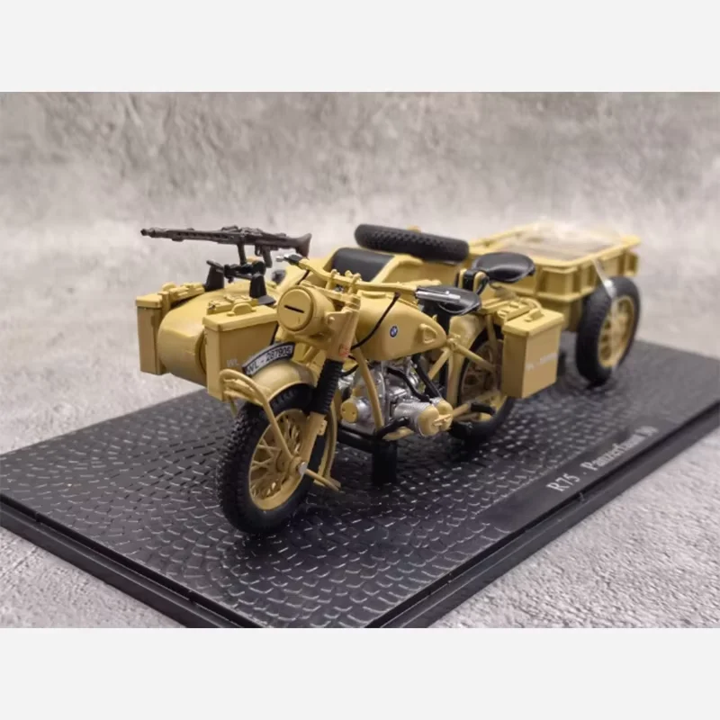 1:24 Scale German R75 Tricycle Motorcycle with Drag Bucket 750 Alloy Simulation Car Model Collection Decoration Gift Toy Display