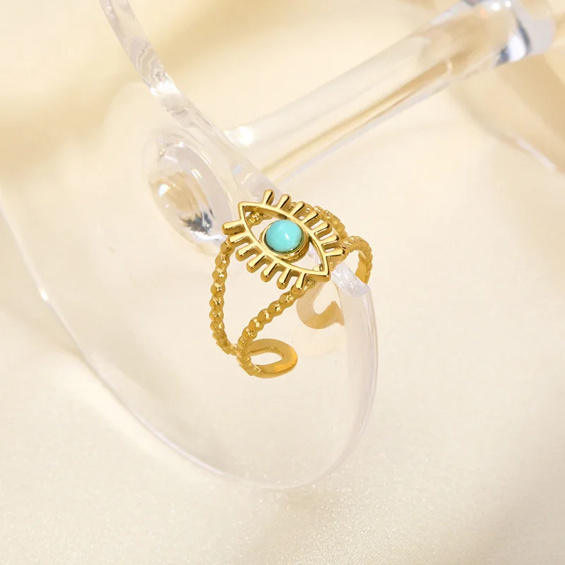 YHTOT Fashion Trend 18K الذهب اللون مطلي الفولاذ المقاوم للصدأ الياقوت الدائري تكويم البيضاوي الدائري السيدات مجوهرات