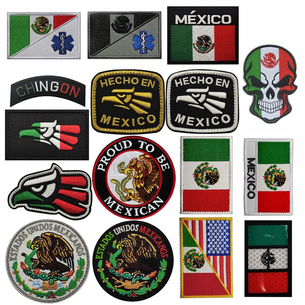 Mexico Flags IR Reflective Patches EMT Star of Life Stripes Medic Medical Aid Mexican Flag Appliques