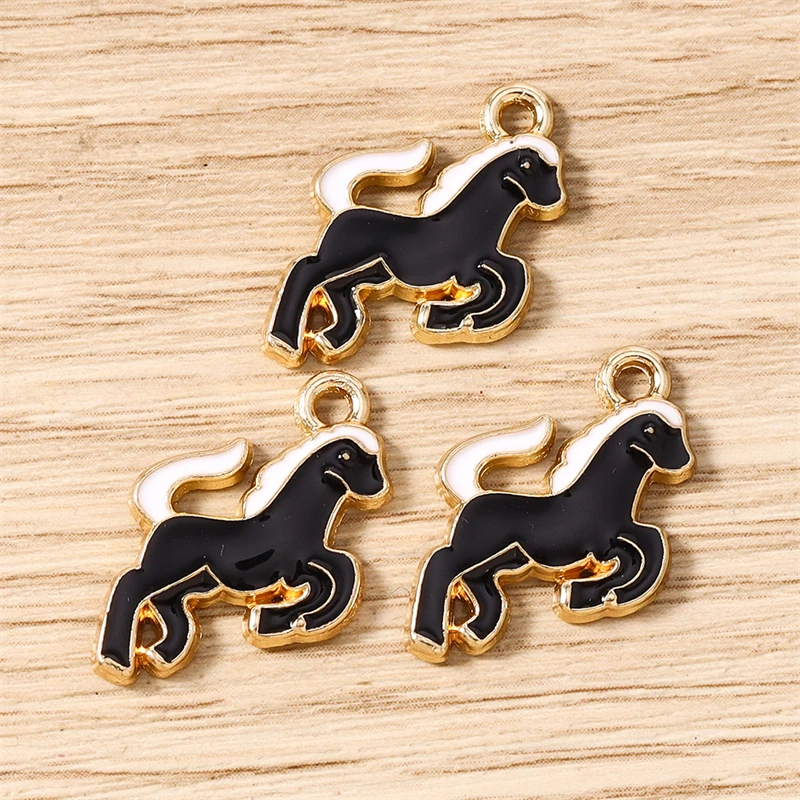 10 Stück 14x15mm Cartoon-Tier-Charms, Emaille-Pferde-Anhänger für die Herstellung von Ohrhängern, Halsketten, DIY-Bastelarbeiten und Schmuckzubehör – Detail 5