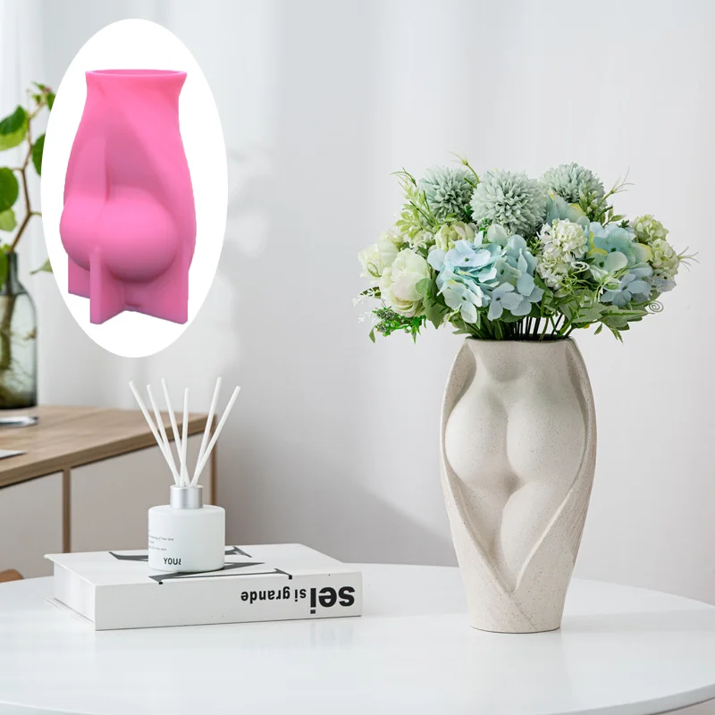 3D Human Art Vase Resin Silicone Mold Sexy Female Hip Flower Pot Cement Concrete Gypsum Silicone Mold home decoration