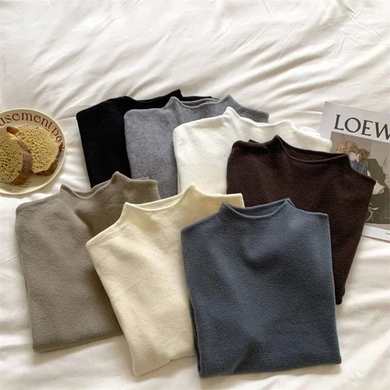 2026 Solid Sweater Women Turtleneck Knitted Pullovers Harajuku Korean Soft Warm Knitwear Autumn Winter Fashion Slim Jumpers Tops