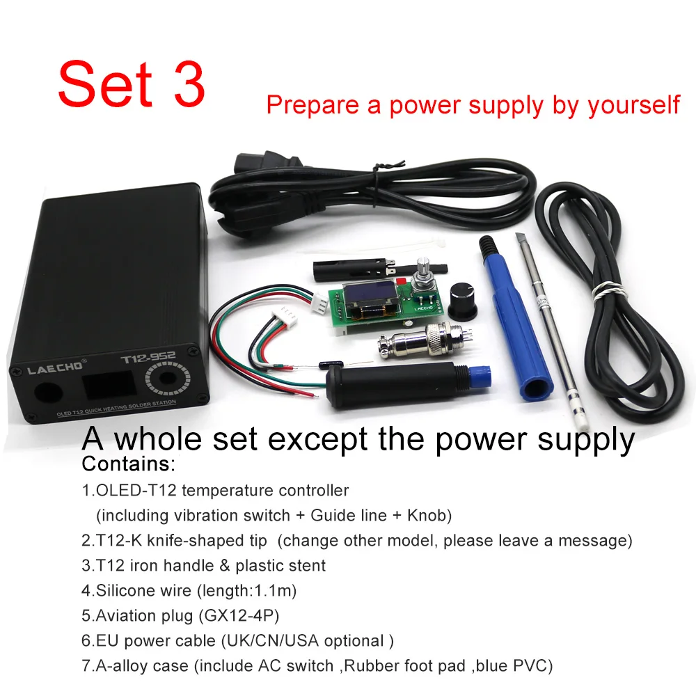 T12 STC-OLED soldering Station iron DIY parts kits T12-952 Digital Temperature Controller Soldering iron with Metal case