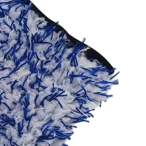 Blue White Plush Microfiber Car Wash Gloves 13x13cm Dual Sided Cleaning Mitt With Thumb Strap For Auto Detailing And Vehicle Car
