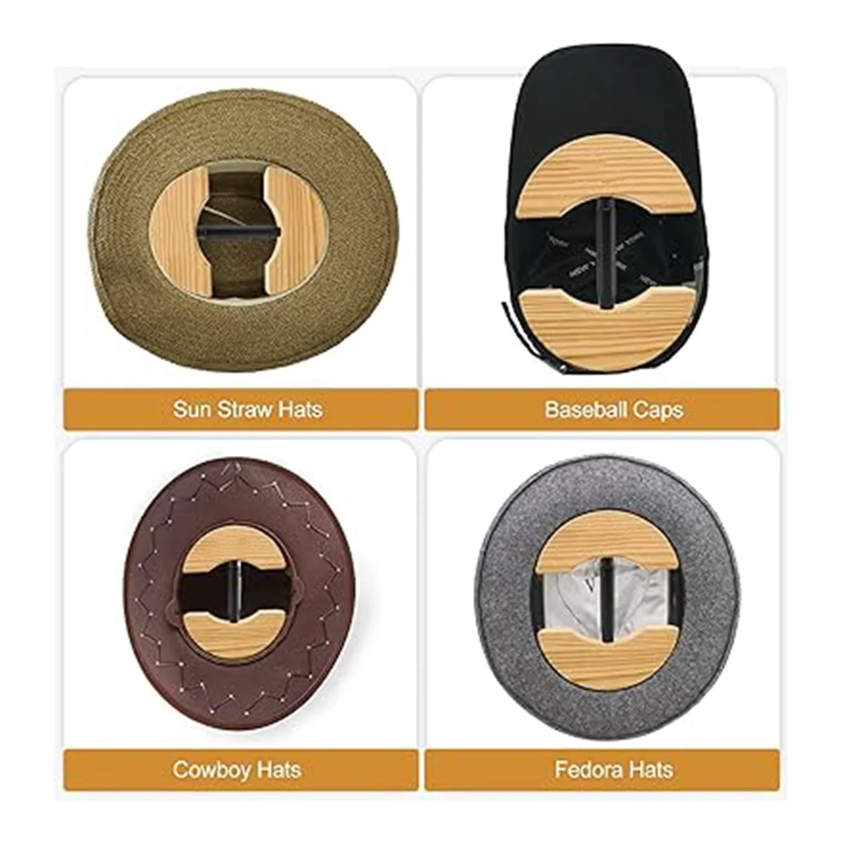 RANA Hat Stretcher for Fitted Hats Adjustable to All Hats Cowboy Hat Stretcher for Felt Hats Baseball Caps