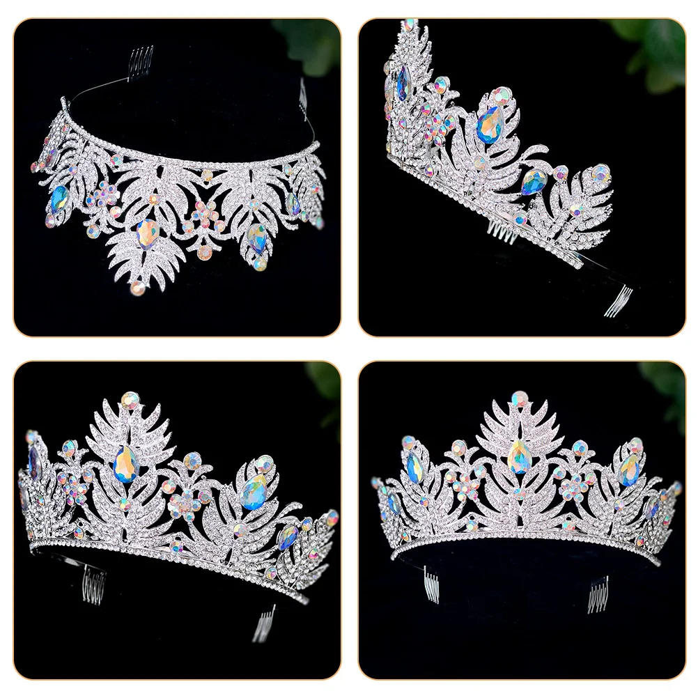 

Rhinestone Crown Zinc Alloy Tiara Elegant Wedding Bridal Headpiece Birthday Prom Accessories for Women Bride Crown