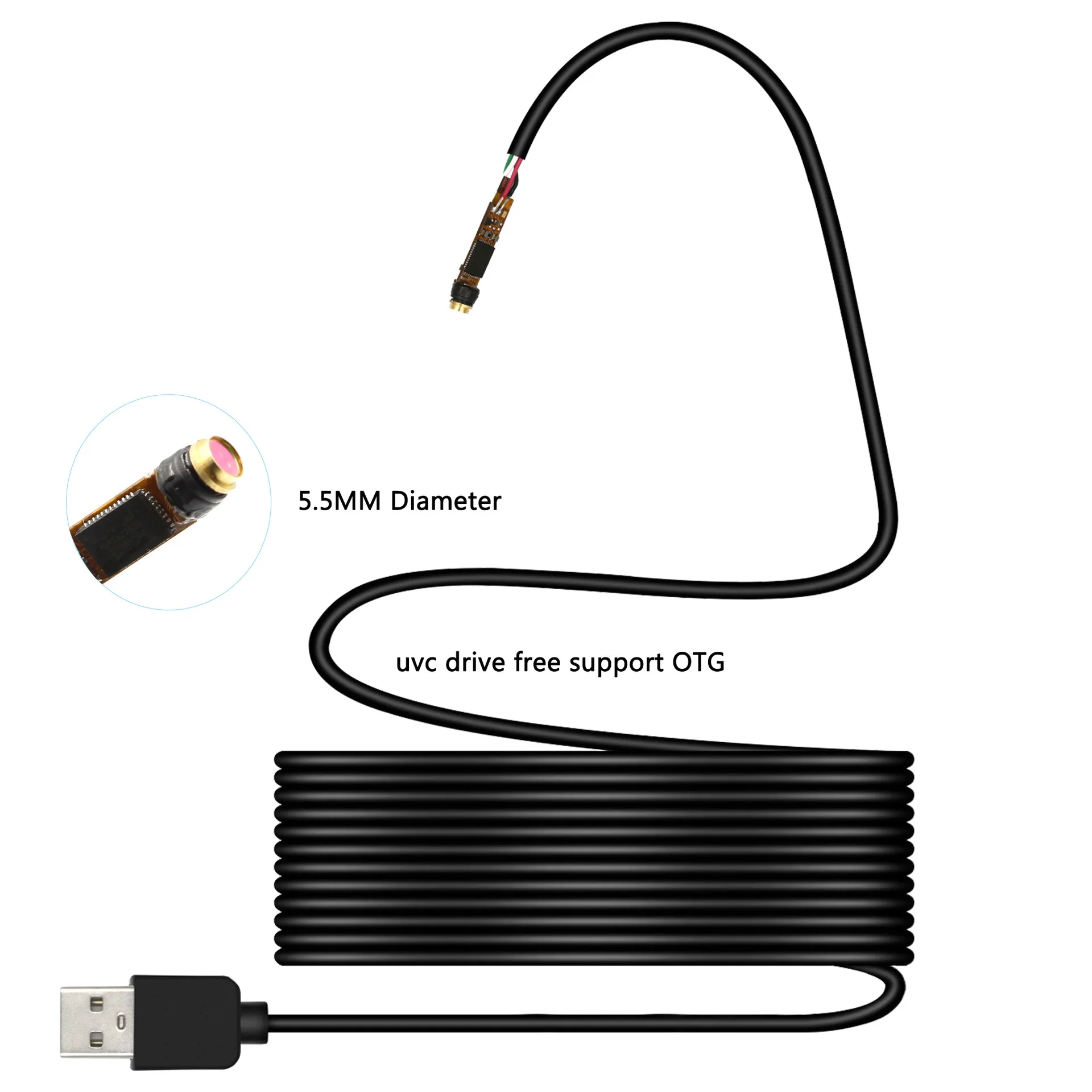 

OV2740 endoscope camera module FPC flexible flat cable tyep-c Android mobile phone ultra-fine endoscope 5.5mm IC chip integrated