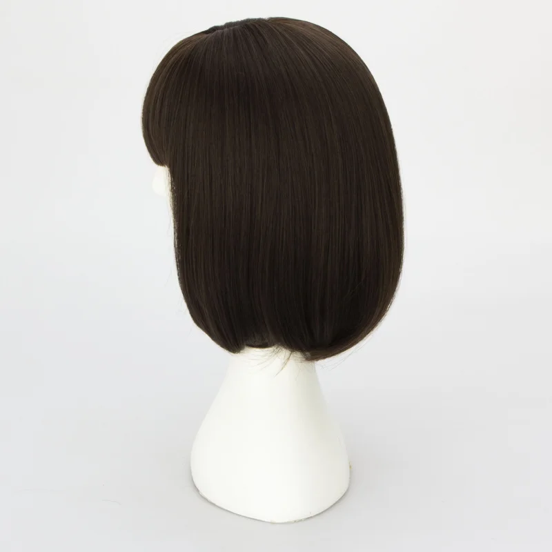 Korean-style women's with medium-long hair, straight bangs, BOBO cut, inward curls, full , shoulder-length wig
