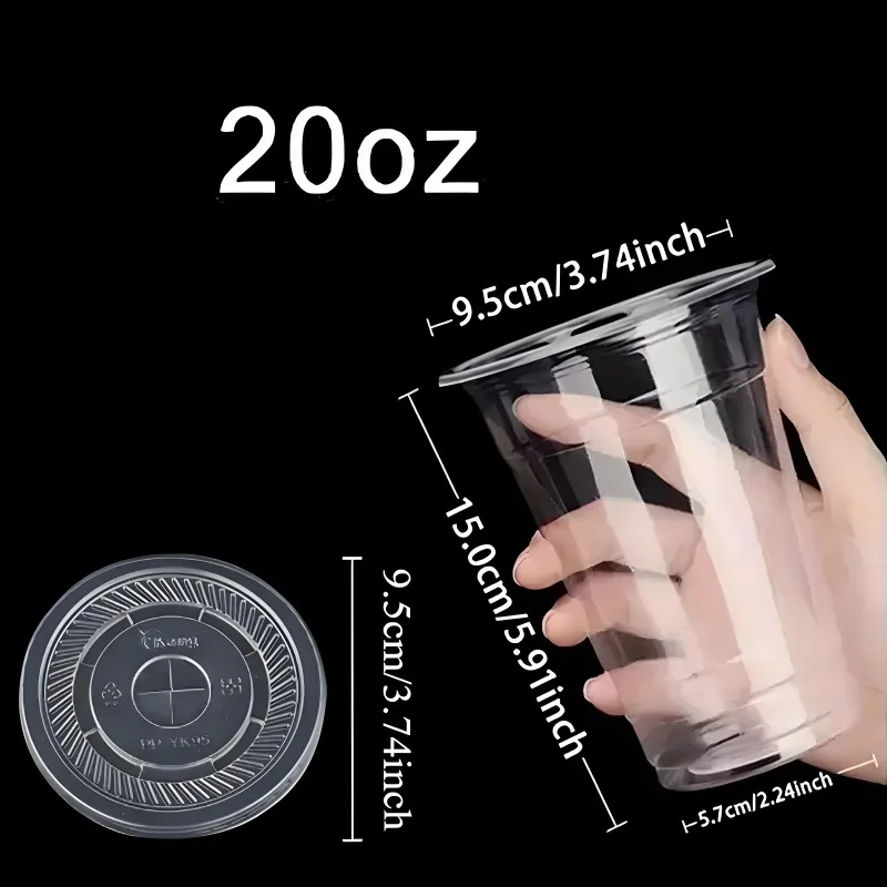 Doorzichtige plastic wegwerpbeker met deksel, perfect voor bruiloften, verjaardagen, feesten, kamperen, smoothies, milkshakes, koffie, koude dranken