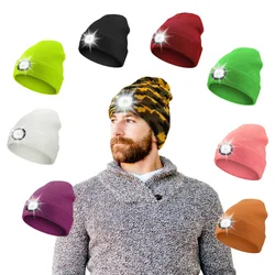 Czapka LED Beanie Hat USB Rechargeable Lighted Cap Headlamp Hat Unisex Ciepła wełniana czapka ze światłem do nocnego biegania Kolarstwo Wędkarstwo